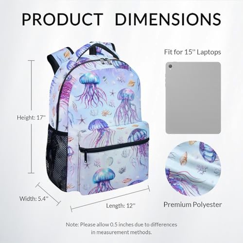 Mercuryelf Backpack for Girls - 17 Inch Jellyfish Backpacks for School - Cute Sea Bookbag for Teen Girls - Lightweight Durable School Bag2