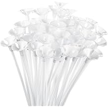 Chivao 300 Pcs Balloon Sticks with Base Plastic Balloon Holder Sticks with Cup Stand for Birthday Wedding Mothers Day Graduation Prom Baby Shower Party Inflatable Decoration SuppliesWhite