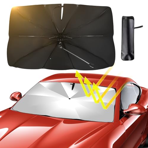 Parasol para coche, 136,5 x 76 cm, parasol para coche, parasol plegable, protección UV, aislamiento térmico, se adapta a la mayoría de los coches