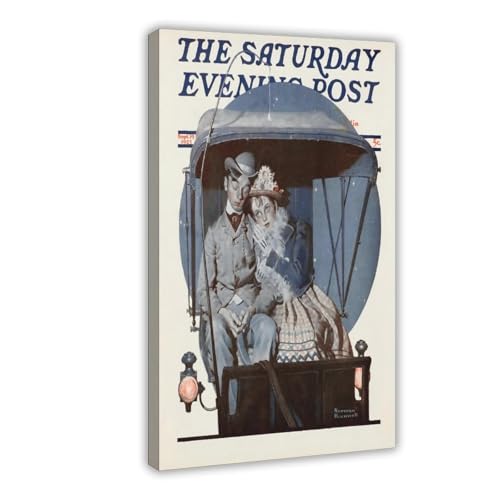 Toile Moonlight Buggy Ride 1925 Norman Rockwell tableau salon 30x45 cm