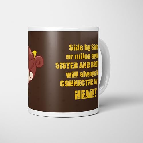 Image of NH10 Designs Raksha Bandhan Gifts Printed Mug with Keychain Best Rakhi Combo Gift for Brother & Sister Rakshabandhan Return Gifts for Sister White 350ml Coffee Mug(Pack of 5)(Combo Set)(RMCKRCG504)