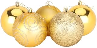 Christmas Concepts® Pack of 5-100mm Large Baubles - Shiny, Matte & Glitter Design - Christmas Decorations (Copper)