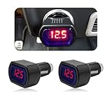 povtii 2 PCS LED Digital Car Voltmeter, DC 12V/24V Vehicle Voltage Gauge Monitor Electric Digital Meter, Battery Monitor Voltage Meter Voltmeter LED Display for Auto Car Truck