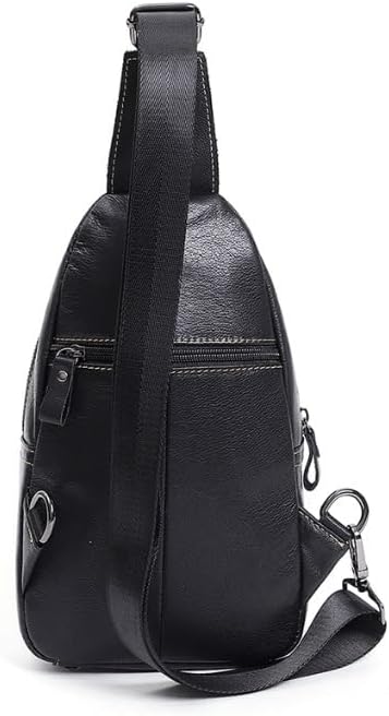 Men's Leather Large Capacity Crossbody Bag for Outdoor Leisure Commuting The Chest
