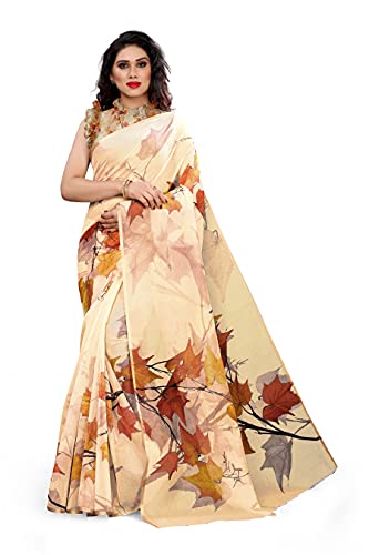 Image of MIRCHI FASHION Women Saree Organza Printed | Traditional Semi-Transparent Festive Sari with Unstitched Blouse Piece