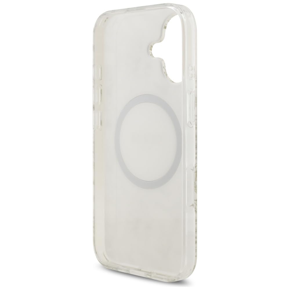 CG Mobile Guess IML Blumen Electro Pearl Armband kompatibel mit MagSafe Hülle für iPhone 17 (Weiß) | MagSafe kompatibel, für iPhone 17