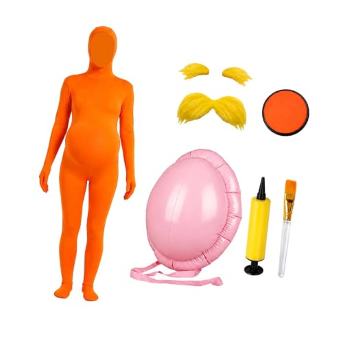 Guohetuk Costume de Cosplay Adulte pour Halloween avec Combinaison, Accessoires, Ventre Gonflable, et Sourcils, Tissu Doux, XL