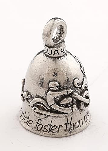 Guardian Bell Never Ride Bell Good Luck Bell w/Keyring & Black Velvet Gift Bag | Motorcycle Bell | Lead-Free Pewter | Good Luck Gift to Friends & Family | Bike Bell | Made in USA