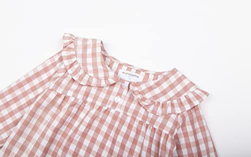 Mud Kingdom Toddler Girls Nightgown Long Sleeve Cute Plaid Peter Pan Collar Sleepwear Soft Pink 2T #TOP2