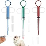 Grevosea 3 Pcs Pet Pill Shooter, Cat Pill Shooter with Soft Tip Pill Popper for Cats Dogs Pill Pusher Feeding Tool Accessories for Small Animals (Red, Blue, Green)