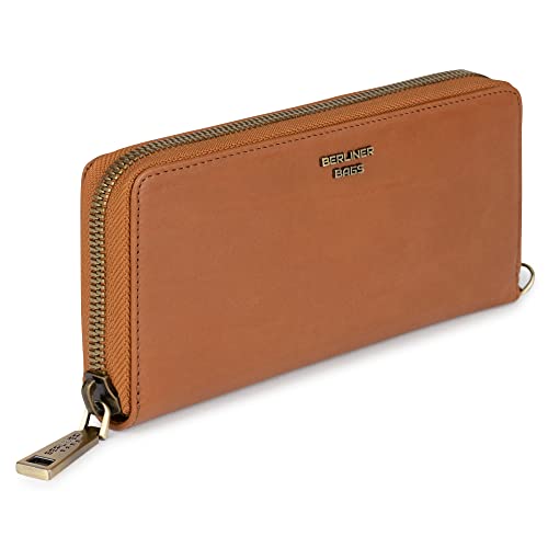 Berliner Bags Premium Billetera Lyon Tarjetero con protección RFID de Cuero de Calidad Suprema con Bolsillo para Monedas (Coñac) Cover