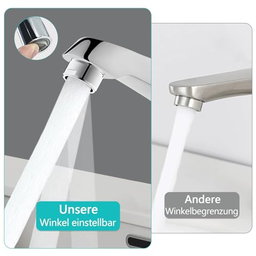 2 Stück Strahlregler M24 aus Messing, Einstellbarer Wasseraustrittswinkel Wasserhahn Aufsatz, Abnehmbares Reinigungs Filter Sieb, für Wasserhähne, Geräuscharmes Wasser Blasenwasser