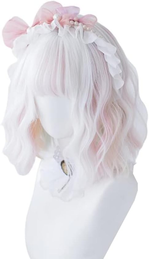 Fairy Harajuku Short Curls Hair Lolita Wig Natural Ice Cream Macaron Hairpiece Anime Cosplay Sweet Cute Adult Chic (Vanilla Ice Cream)