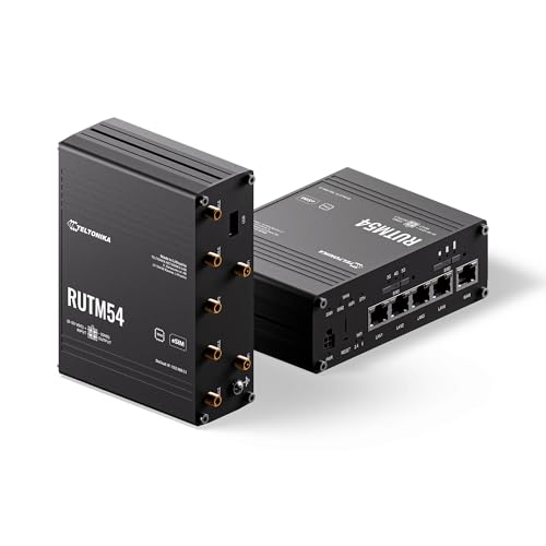 Image of Teltonika RUTM54 5G Router | Dual SIM & eSIM, Industrial Cellular Gateway with Auto Failover, Load Balancing, 5X Gigabit Ethernet, Secure VPN Router for Business & Remote Connectivity