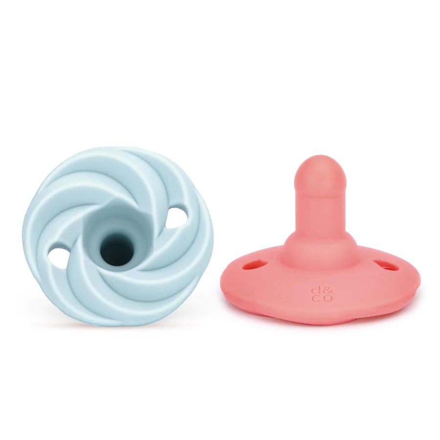 Image of Doodle & Co. Holland Classic Pacifier for New Born Babies | BPA Free Natural Nipple Shape 100% Silicone for Infants | Helps Promote Healthy Oral Development | 0-3 Months | Peach /Cloud 9