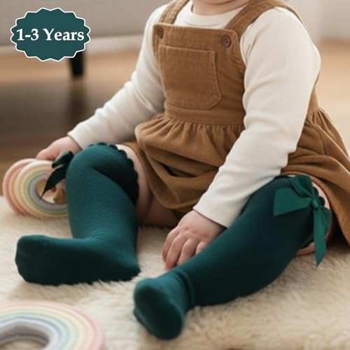 Image of SYGA Baby Long Socks Cotton, Over The Knee, No Tightness, High-Top, Bow Pattern