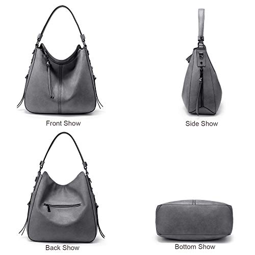 Image of Realer Hobo Crossbody Bags for Women Designer Faux Leather Hobo Handbags Retro Large Size Shoulder Bag Bucket Purse