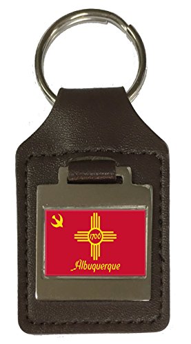 Porte-clés en cuir gravé Albuquerque accessoire vintage drapeau américain USA