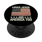 Photo Gallery loves jesus and america too tshirt usa patriottico christian popsockets popgrip intercambiabile Photo Gallery loves jesus and america too tshirt usa patriottico christian popsockets popgrip intercambiabile