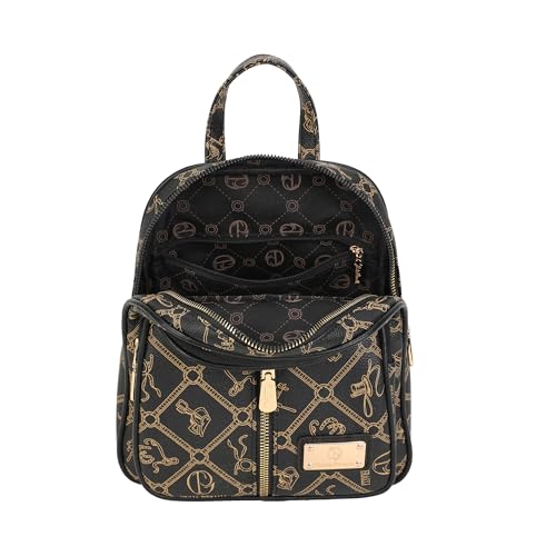Image of MKP COLLECTION Small Backpack Purse for Women, Giulia Pieralli Designer Pattern Faux Leather Fashion Travel Bag, Elegant Multi-Pocket Ladies Daypack