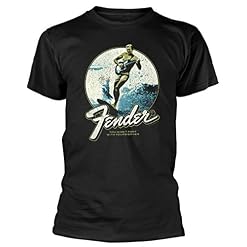 Fender ‘Surfer’ (Noir) T-Shirt - Les Beatles, Paul McCartney, John Lennon, RIngo Starr, George Harrison