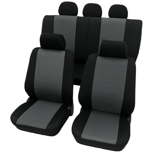 PETEX Auto Sitzbezüge Universal Komplett Set 11-teilig - Korfu grau, Eco Class mit SAB 1 Vario