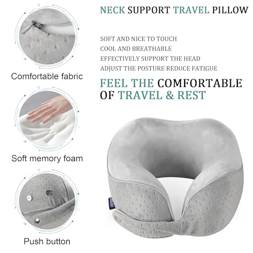 Travesseiro de viagem respirável para pescoço de avião com espuma viscoelástica para dormir, viagem,