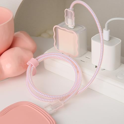 Funda de cargador de olas transparentes y protector de cables para iPhone 15 14 13 Pro Max 3