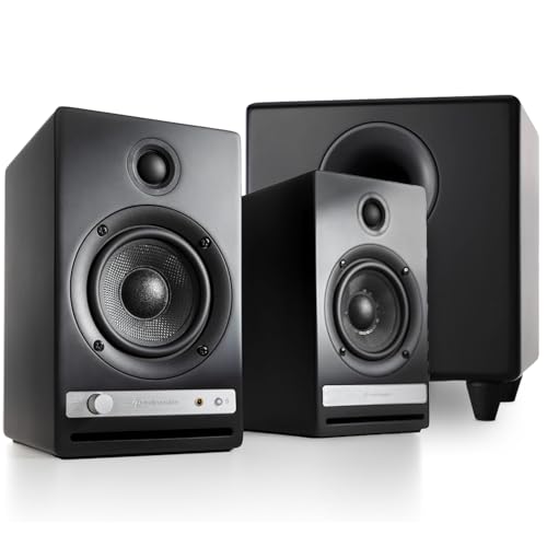 Image of Audioengine HD4 Black Wireless Computer Speakers and S8 Black Subwoofer Bundle