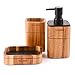 Satu Brown Bathroom Accessory Set Acacia Wood 3 Pieces Includes Bathroom Soap Dispenser, Bathroom Tumbler, Soap Dish Accessories for Bathroom Decor and House Warming Gift