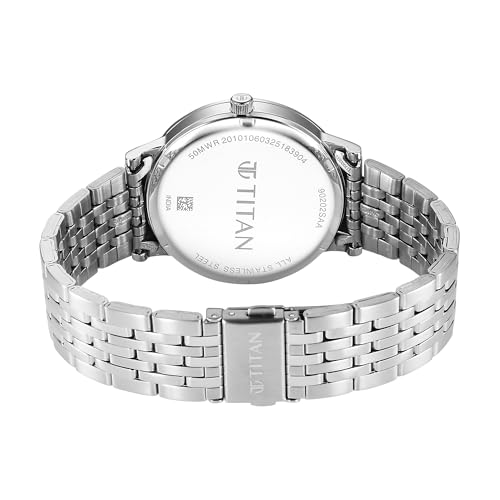 Image of Titan Elegance Analog with Date by Hand and Dark Grey Dial Stainless Steel Strap Watch for Men - 90202SM01