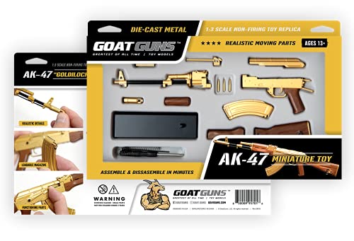 GoatGuns Miniature AK 47 Model Gold | 1:3 Scale Diecast Metal Build Kit