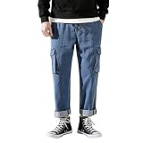 Cargo Pants for Men,Alalaso Men's Elastic-Waist Belted Cargo Pants