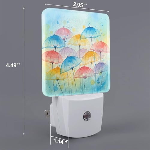 Image of Futterya Plug-in LED Night Light, Watercolor Rainbow Set of 2 Dusk-to-Dawn Auto Sensor Decor Lamp
