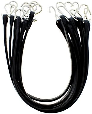 ABN EPDM Rubber Straps - 31in Black Rubber Tie Down Straps with Hooks (54in Max Stretch) Rubber Bungee Cords, 10 Pack
