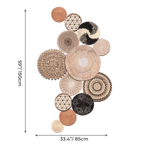 Decocoon Set Of 13 Wicker Basket Wall Hanging, Boho Wall Baskets Set, Decorative Basket Set, Woven Bowl Basket, Wicker Wall Hanging Baskets, Wall Wicker Baskets, Decorative Basket Wall Hanging #TOP3