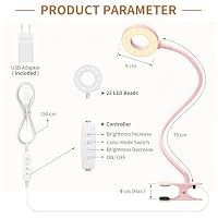 iZELL 23 LED Leselampe Bett Dimmbar -【3 Modi & 10 Helligkeitsstufen】 Augenschutz Klemmlampe mit 70cm Flexiblem Schwanenhals, Klemmleuchte, Leselicht mit 10W USB-Ladegerät – Ansicht 6