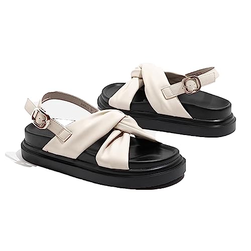 BINDT Womens Sandals Ladies Wide Fit Closed Toe Mid Heel Wedge Sandals Comfortable Strappy Beachshoes