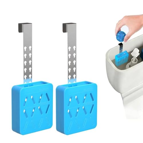 Toilet Tank Tablet Holder Adjustable Holder-Hanging Bleach Tablet Bracket with 6 Levels 4 x 3.5 x 1.2 Bleach Tablet Bracket for Preventing Dissolved Residue from Polluting Water Tank(Blue 1Pcs)