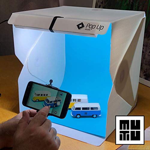 Pop Up Studio - Mini estúdio fotográfico, com iluminação LED e fundo infinito de 35x35x35cm