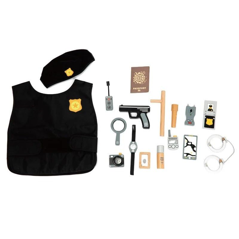 Image of Police Role Play Set - Wooden Simulation Toys for Boys, Costume Cosplay, Interactive Play, Educational Pretend Play, Fun Police Officer Dress-Up Set for Kids, Toddlers, Boys
