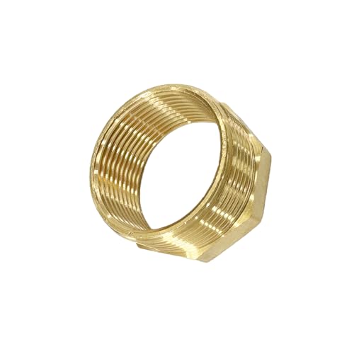 JENSWILL 1-1/2\" NPT Male x 1-1/4\" NPT Female Brass Reducer Hex Bushing Threaded Pipe Fitting Reducing Adapter Pack of 1 - Thumbnail 6