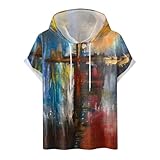 V-595 Multicolor Man Outfit Christian Graphic Loose Fit Long Shorts Hoods Outfits for Man Workout Athletic Brunch Running Tie Dye with Hood Straight Leg Fall Winter Outfit 2024 3XL