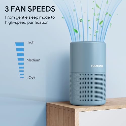 Image of FULMINARE Air Purifiers for Home Bedroom H13 HEPA Air Purifier, 3 Speeds, Timer, 24dB, Small Mini Air Purifier with Night Light, Mist Blue
