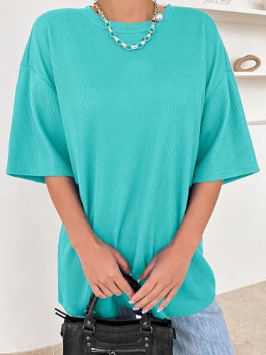 Image of Zilcon Women's Waffle Wool Knit Tops Dressy Business Casual T-Shirt Half Long Sleeve Fall Winter Summer Work Tops