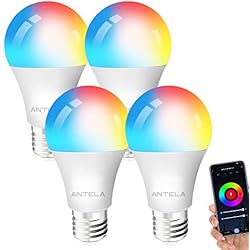 Bombillas Inteligentes En Leroy Merlin ANTELA Bombilla LED Inteligente WiFi E27 Sin Necesidad de Hub Compatible Alexa, Echo y Google Home, Bombilla LED 806lm Equivalente ?80 Watios, Bombilla RGB Blanco Cálido/Frío, 4 Pack