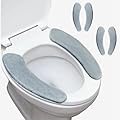 2Pack Toilet Seat Cushion Cover, Thick Toilet Seat Warmer with TPR Adhesive Tape, Washable Cover Fits Round & Elongated Padded Toilet Seat, Reusable Soft Toilet Seat Cushion for Winter (Grey)