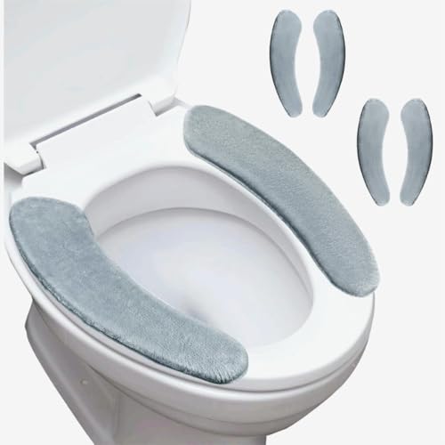 Paquete de 2 cojines antideslizantes de espuma viscoelástica para asiento de inodoro, juego de fundas suaves para máxima calidez y comodidad, fácil instalación autoadhesiva, fundas acolchadas