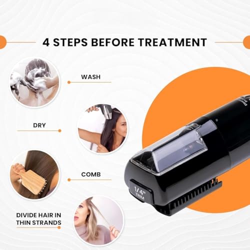 Image of Pro Hair Cutter Fix Automatic Split End Remover for Treatment of Frizzy, Dry, Damaged, Colored, Broken, Curly, Straight or Bleached Hair Types, Women Beauty HairStyling Tool - Black
