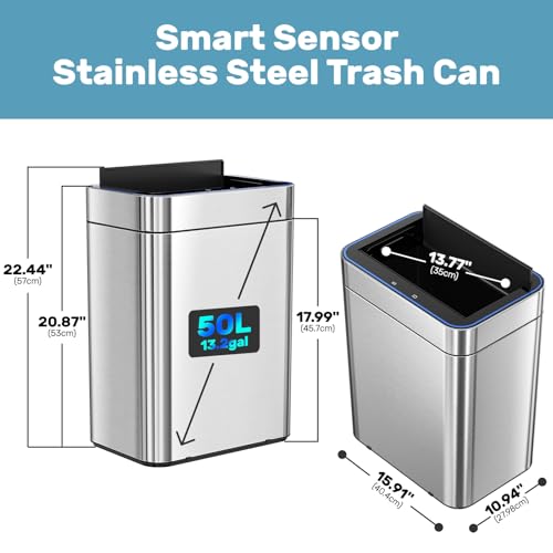 Caneca de Basura Touchless Rectangular 50 Litros Acero Inoxidable miniatura 2